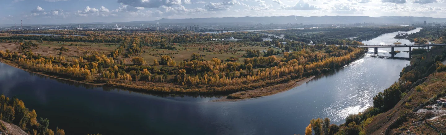 Панорама Енисея и острова Татышев проекта